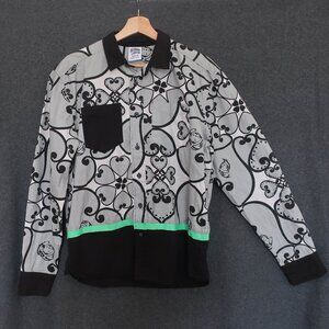 Billionaire Boys Club M Button Down Shirt Cotton Heart Print Artsy Subculture
